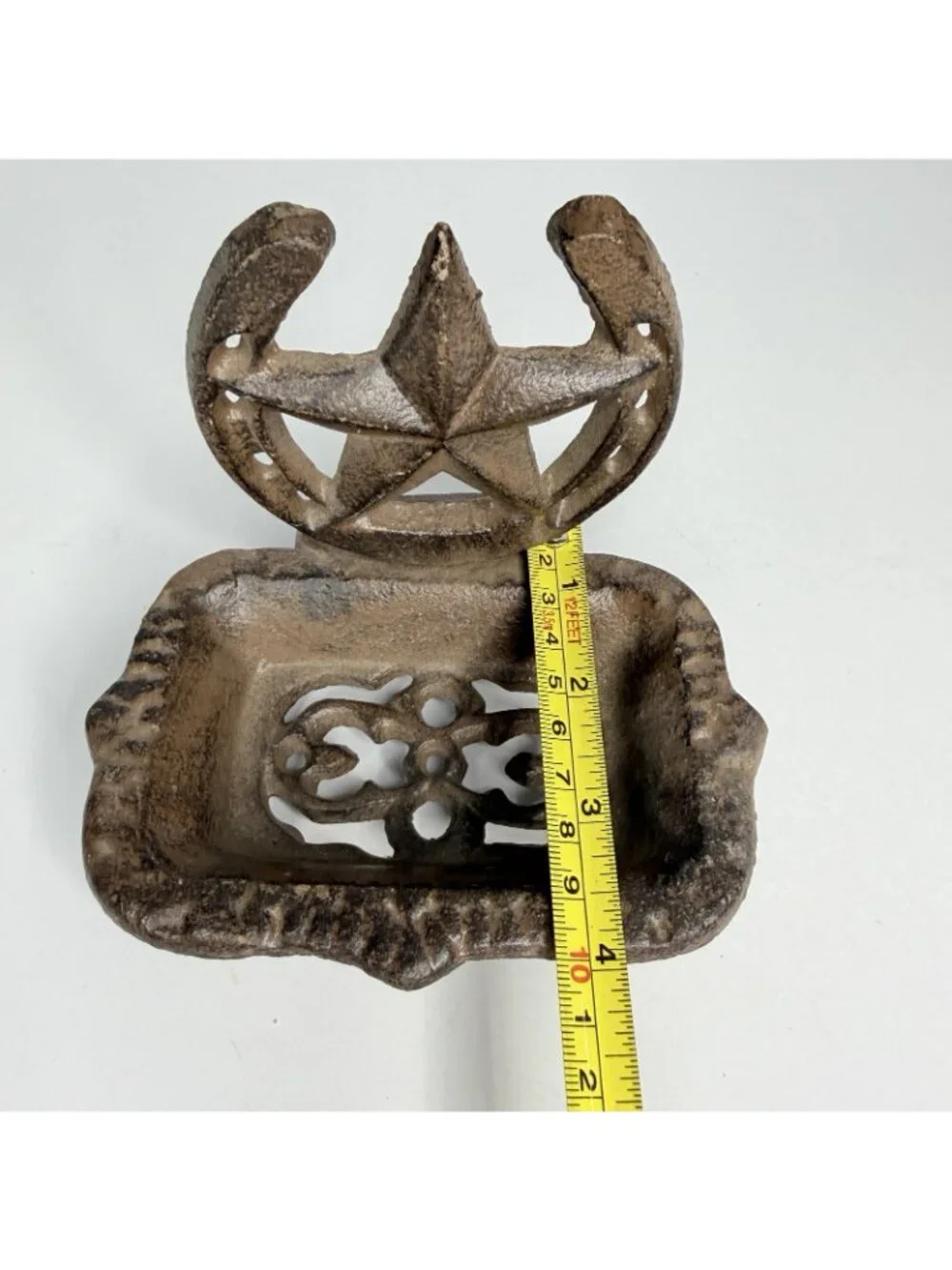 Cast Iron Horseshoe Star Soap Dish Rustic Western Cowboy Ranch Texas Decor